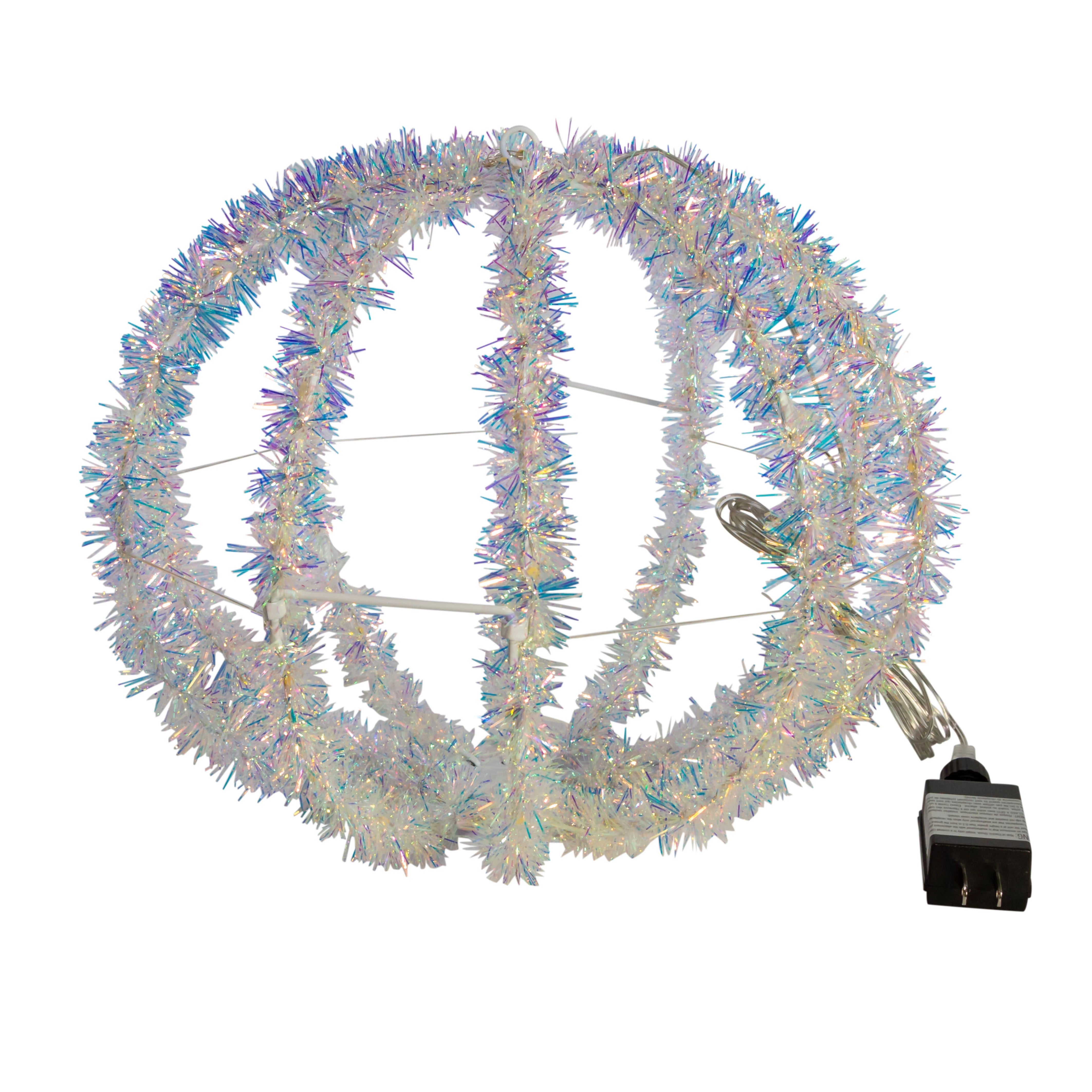 Kurt Adler 12-Inch Warm White LED Tinsel Foldable Sphere